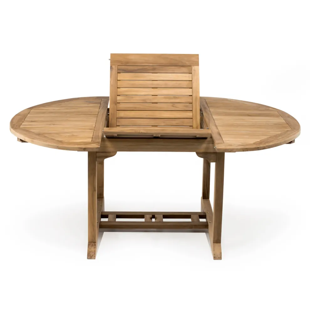Ausziehbarer Gartentisch aus natürlichem Teak - Yggdrasil