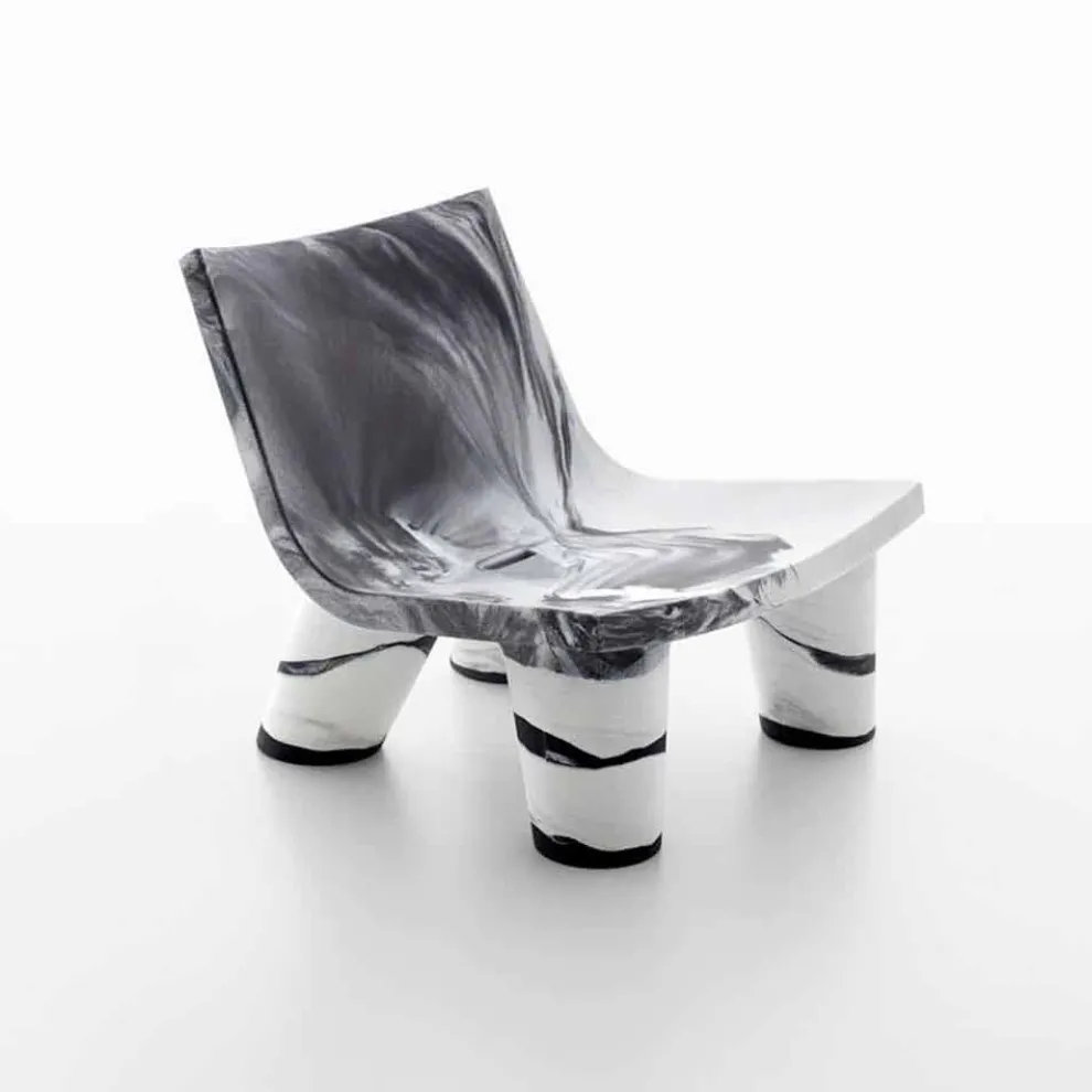 Weißer und schwarzer Outdoor-Lounge-Sessel Slide Low Lita Anniversary