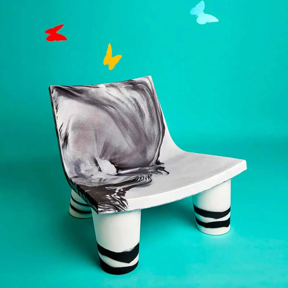 Weißer und schwarzer Outdoor-Lounge-Sessel Slide Low Lita Anniversary