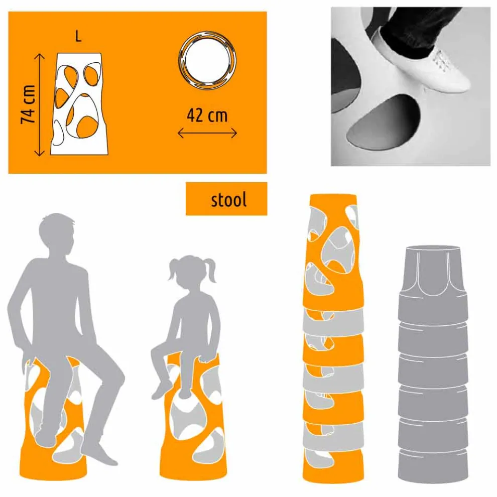 Stapelbarer Hocker für draußen oder drinnen Weiß und Schwarz 2 Stück - Liberty by Myyour