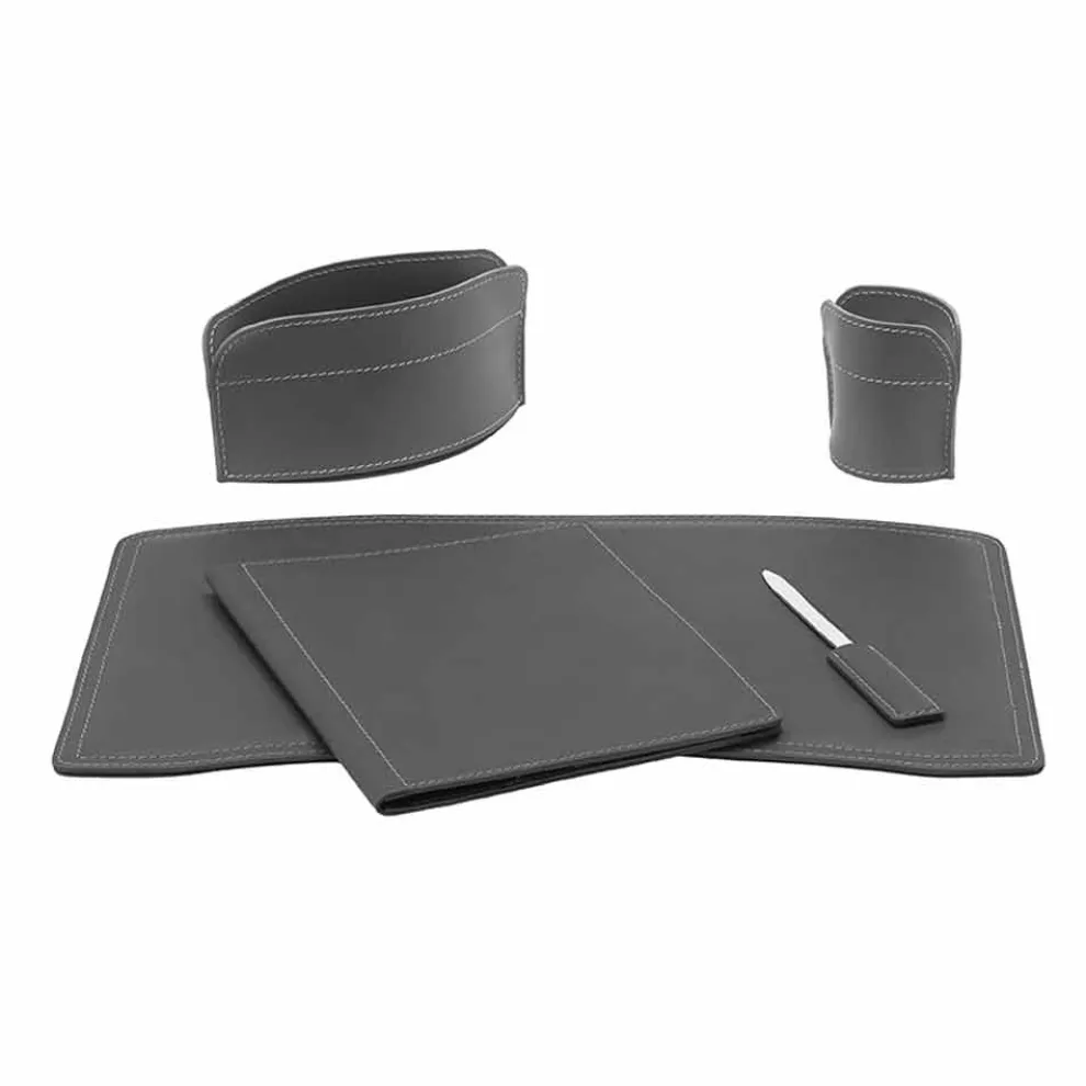 Bürozubehör für Schreibtisch Made in Italy aus gebundenem Leder - Brando