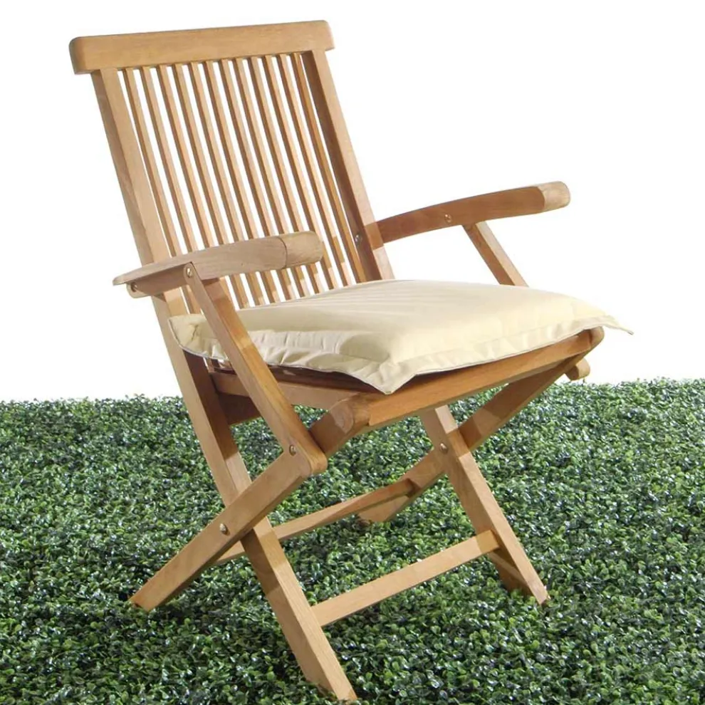 Outdoor-Klappstuhl aus Teakholz mit Armlehnen – Yggdrasil