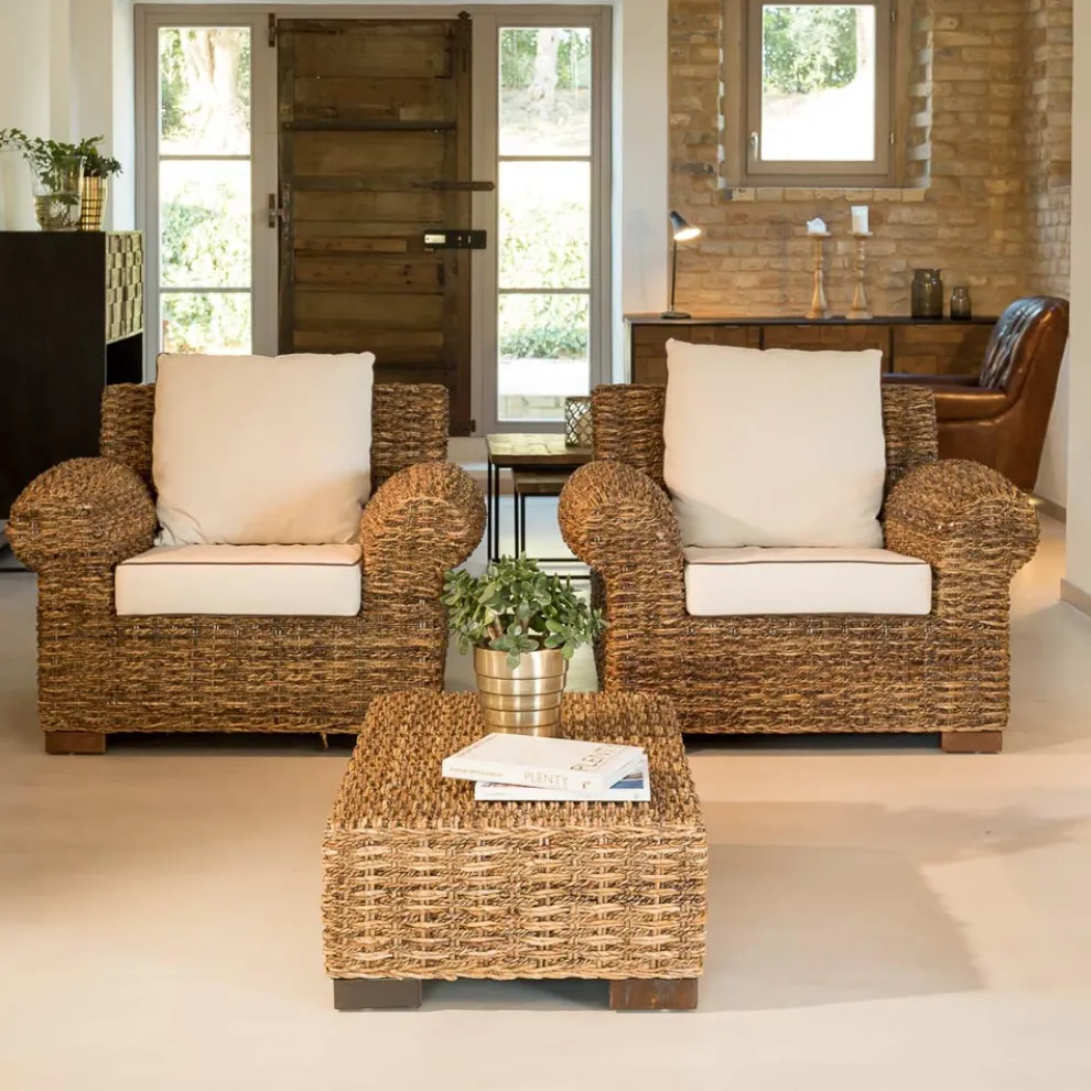 Garten-Couchtisch aus natürlicher Abaca-Faser - Lagertha