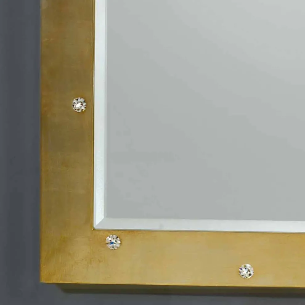 großer Stand und Wandspiegelaus Blattsilber mit Swarovskisteinen Vivien