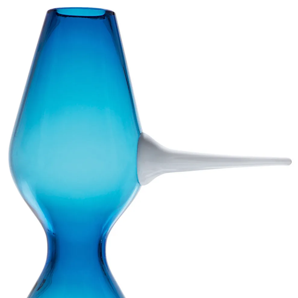 Modernes Design Vase aus blauem Murano-Blasglas Made in Italy - Nase