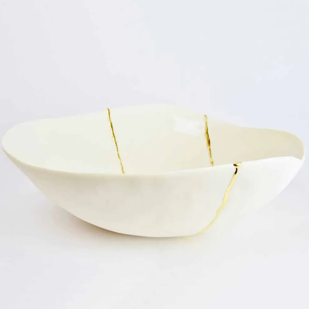 Schalen aus weißem Porzellan und Blattgold Italienisches Luxus-Design - Cicatroro