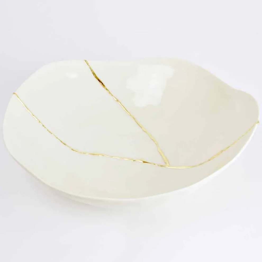 Schalen aus weißem Porzellan und Blattgold Italienisches Luxus-Design - Cicatroro