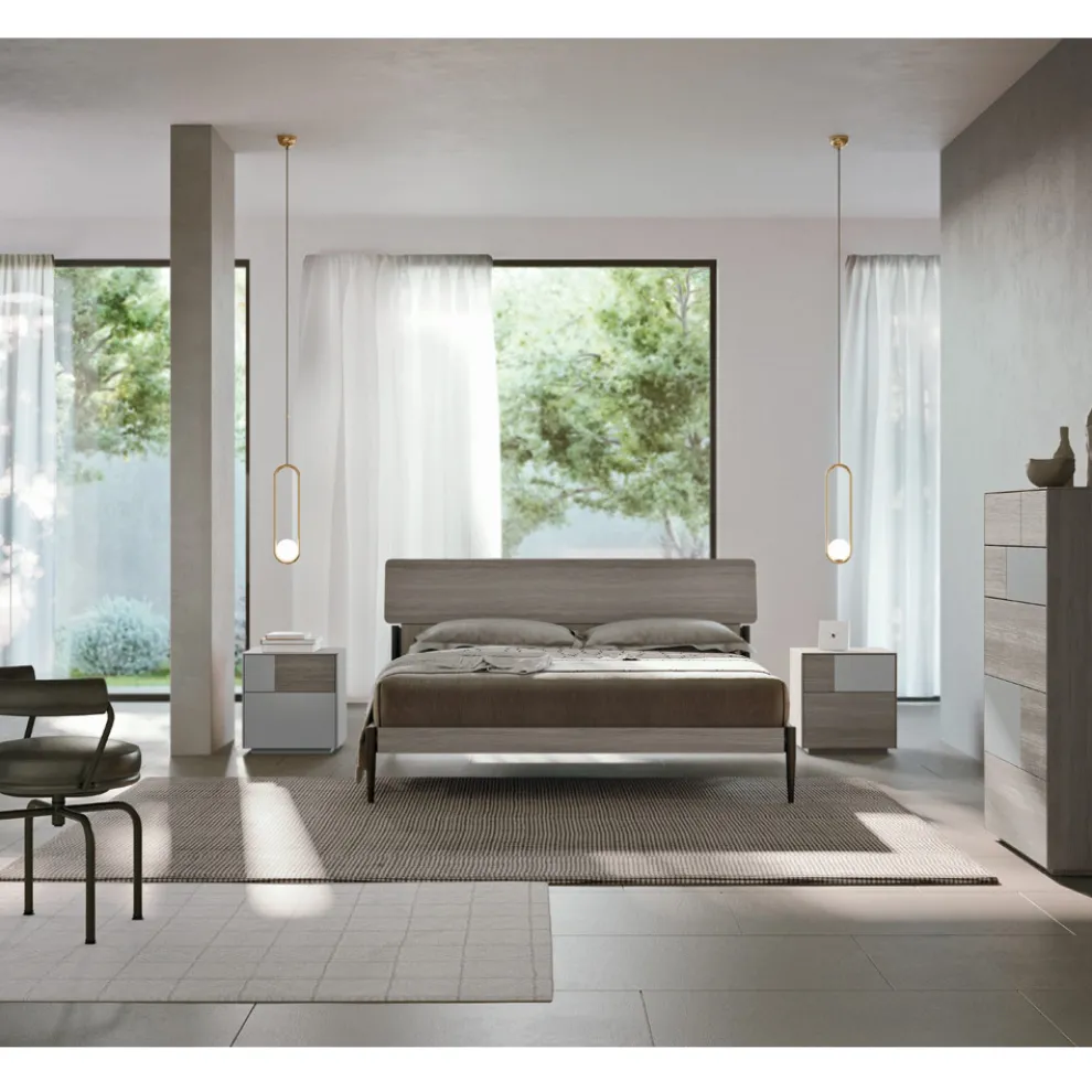 Modernes Schlafzimmer mit 4 Elementen im modernen Stil Made in Italy - Lusinda