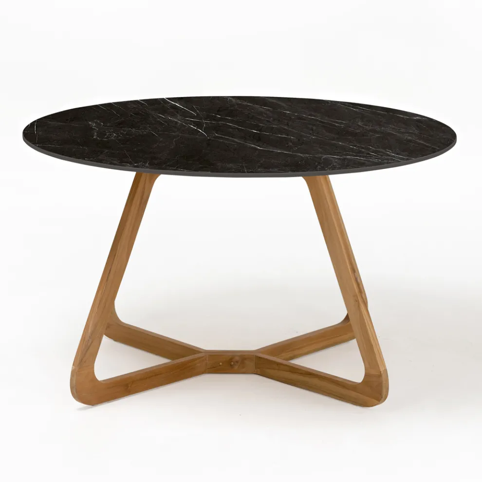 Runder Gartentisch aus schwarzer Marquinia-Keramik Made in Italy - Pegaso