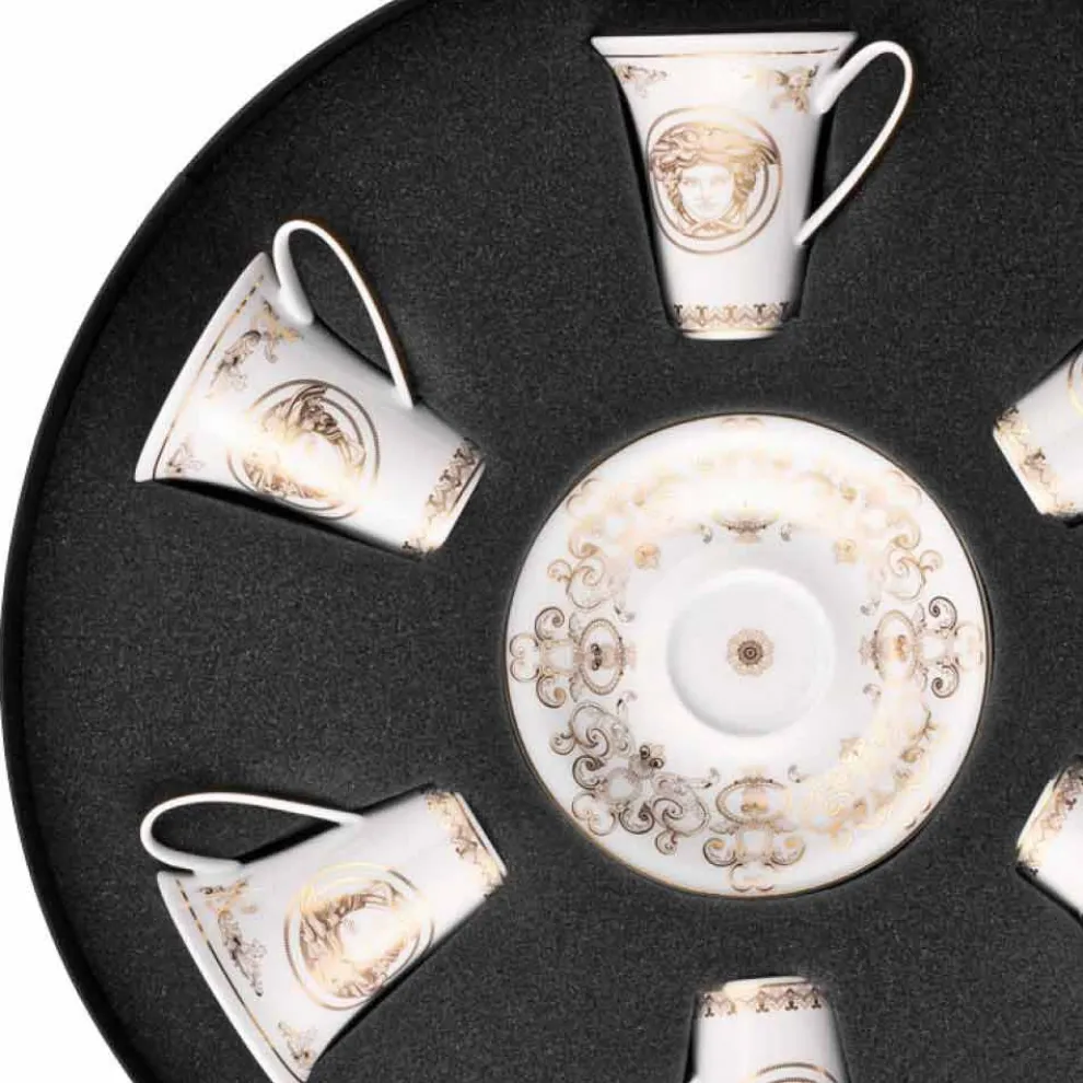 Rosenthal Versace Medusa Gala Set Espressotassen 6 Stück in Porzellan