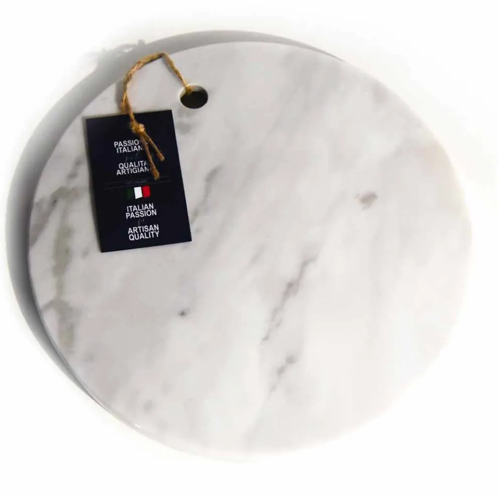 Rundes Design Weiß Carrara Marmor Schneidebrett Made in Italy - Mascha