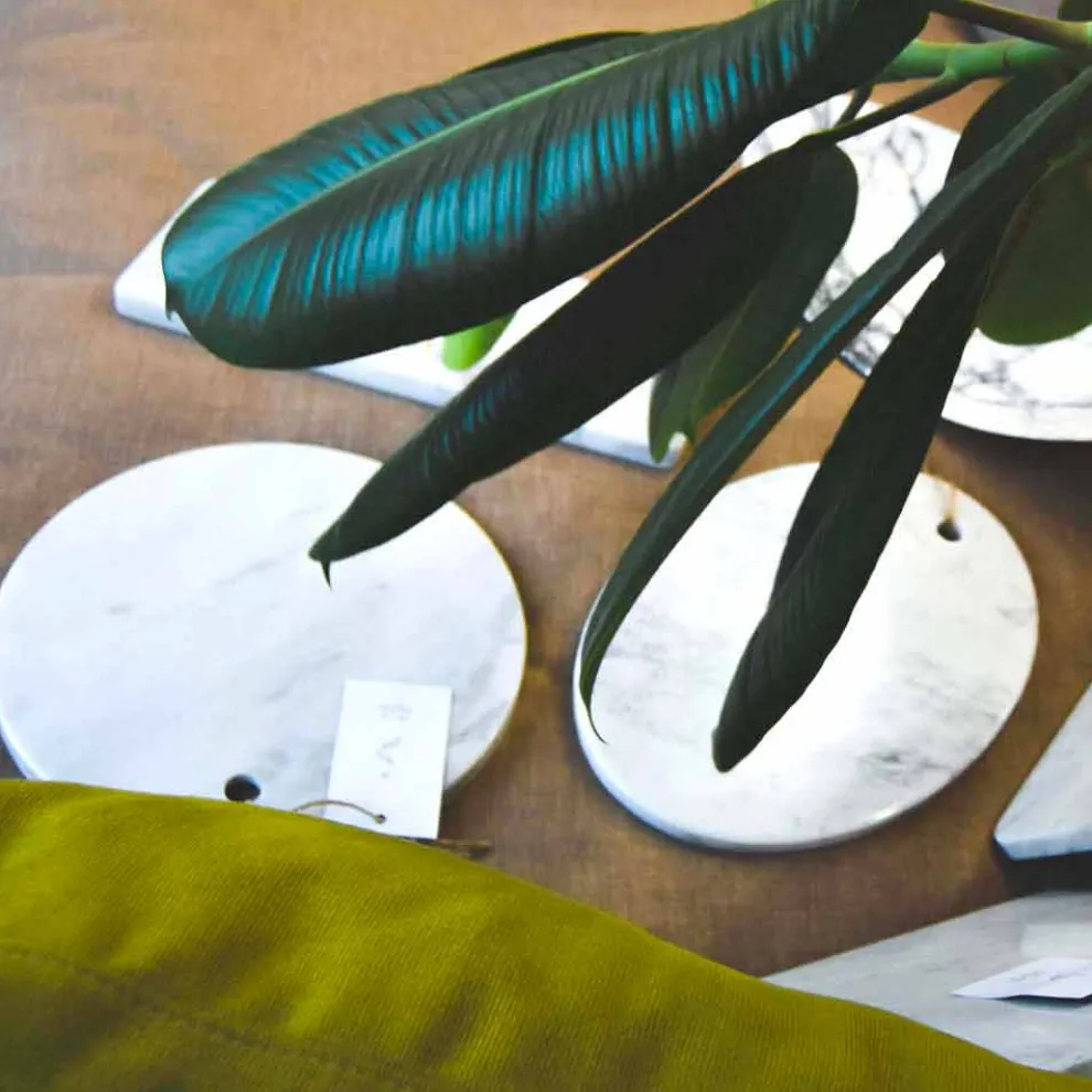 Rundes Design Weiß Carrara Marmor Schneidebrett Made in Italy - Mascha