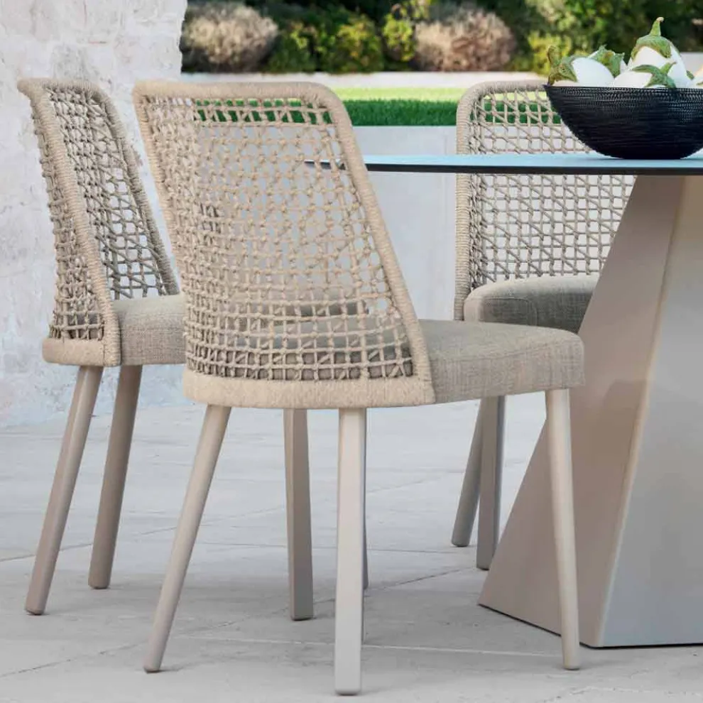 Design Gartenstuhl aus Stoff und Aluminium Varaschin Emma