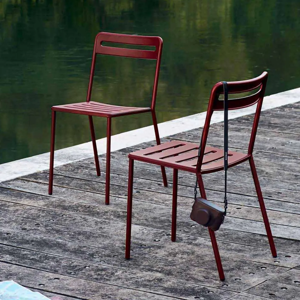 4 stapelbare Metallstühle im Freien Made in Italy - Yolonda