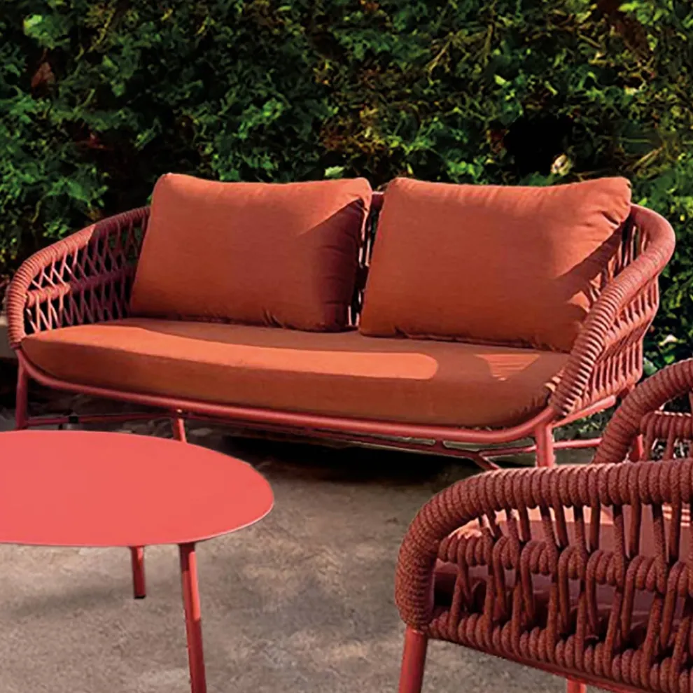 Gartensofa aus Aluminium, Seil und Marsala oder weißem Stoff - Brise