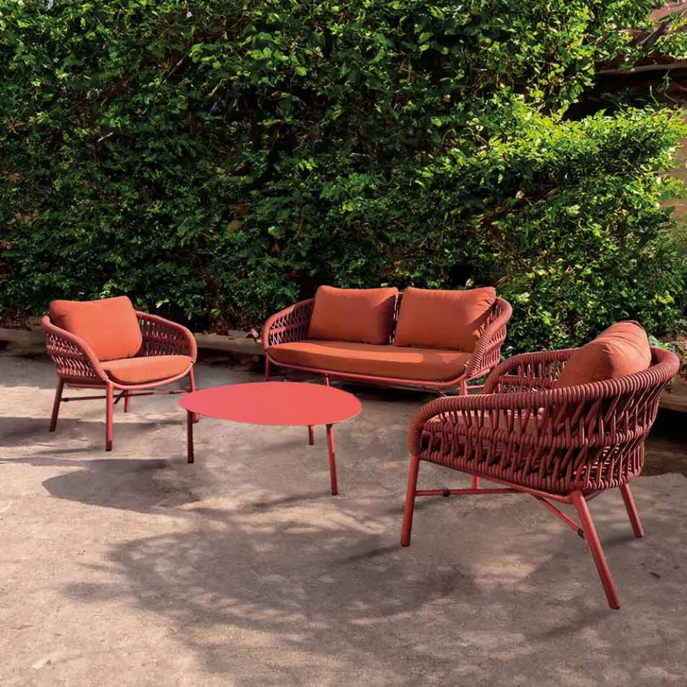 Gartensofa aus Aluminium, Seil und Marsala oder weißem Stoff - Brise