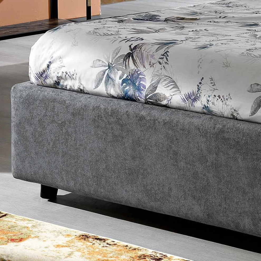 Modernes gepolstertes Doppelbett mit Falten oder gestepptem Design - Thomas