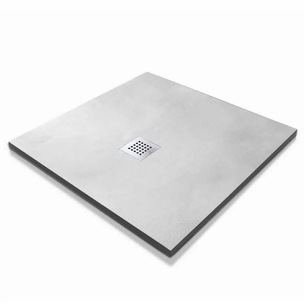 Quadratische Duschwanne 90x90 Betoneffekt mit Stahlgitter - Cupio