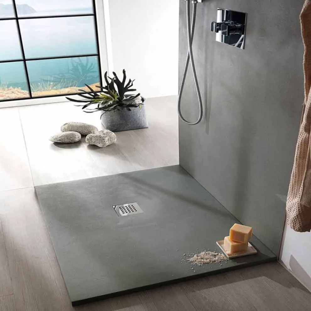 Quadratische Duschwanne 80x80 in modernem Design mit Harzbetoneffekt - Cupio