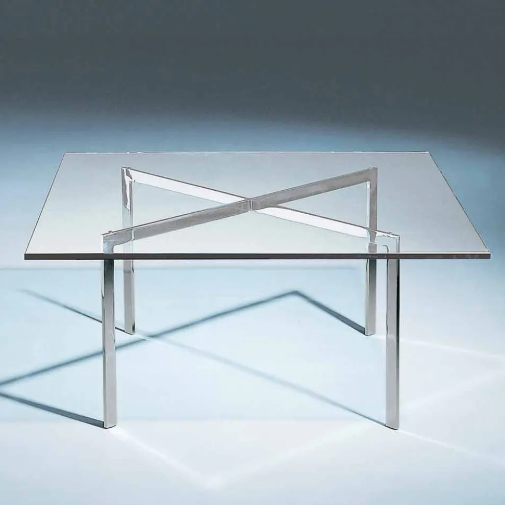 Quadratischer Couchtisch aus gehärtetem Glas Made in Italy - Madrid
