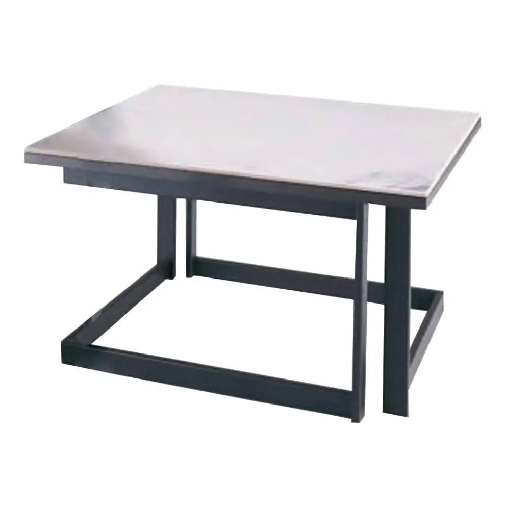 Quadratischer Couchtisch in Gres mit Metallbasis Hergestellt in Italien - Albert