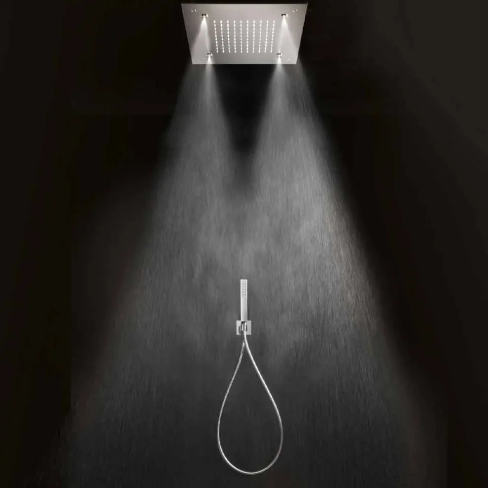 Quadratischer Duschkopf aus Edelstahl mit Verneblern Made in Italy - Selmo