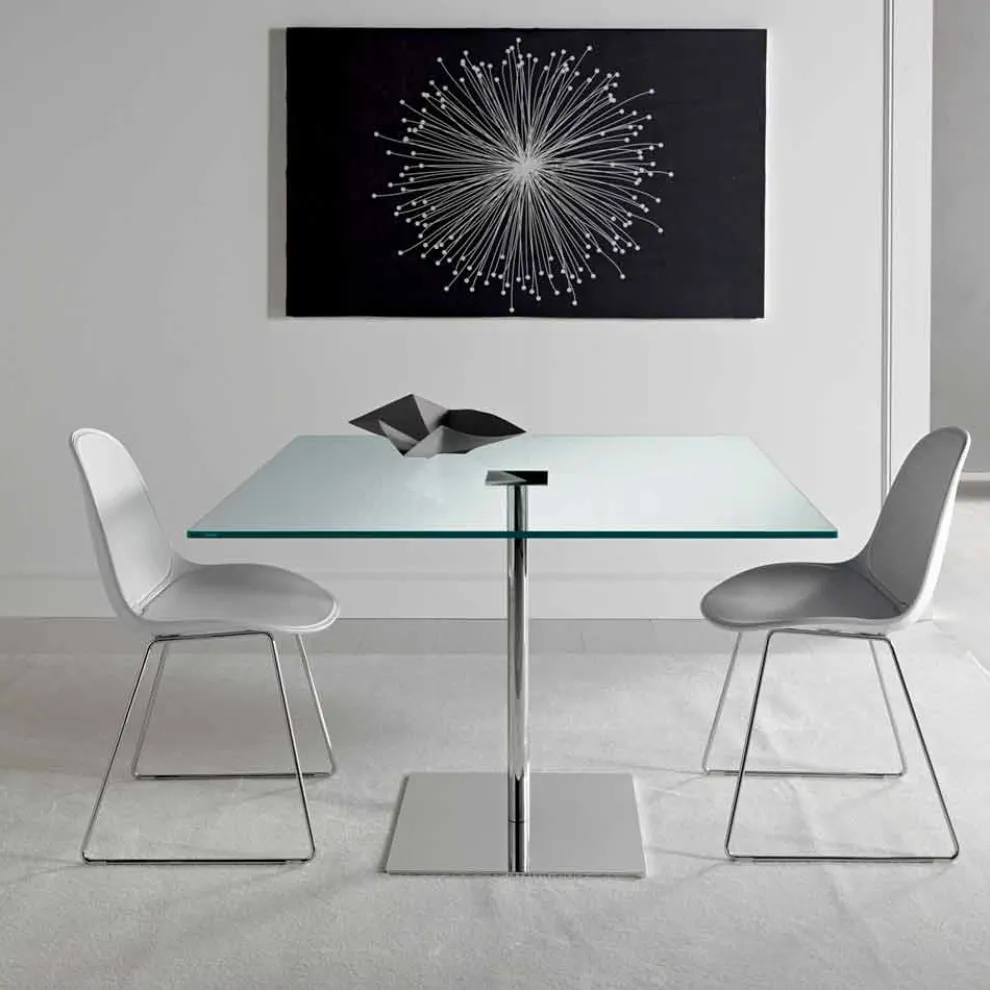 Quadratischer Esstisch aus extraleichtem Glas und Metall Made in Italy - Dolce