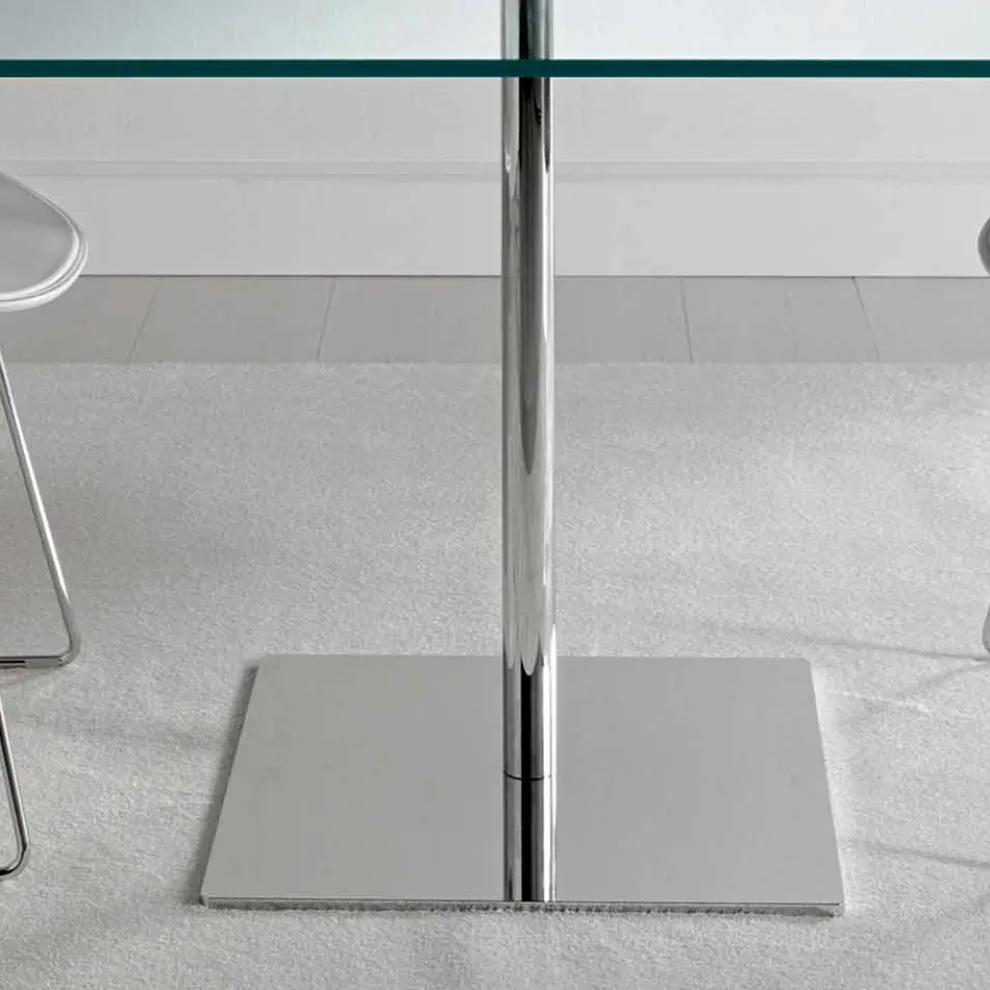 Quadratischer Esstisch aus extraleichtem Glas und Metall Made in Italy - Dolce