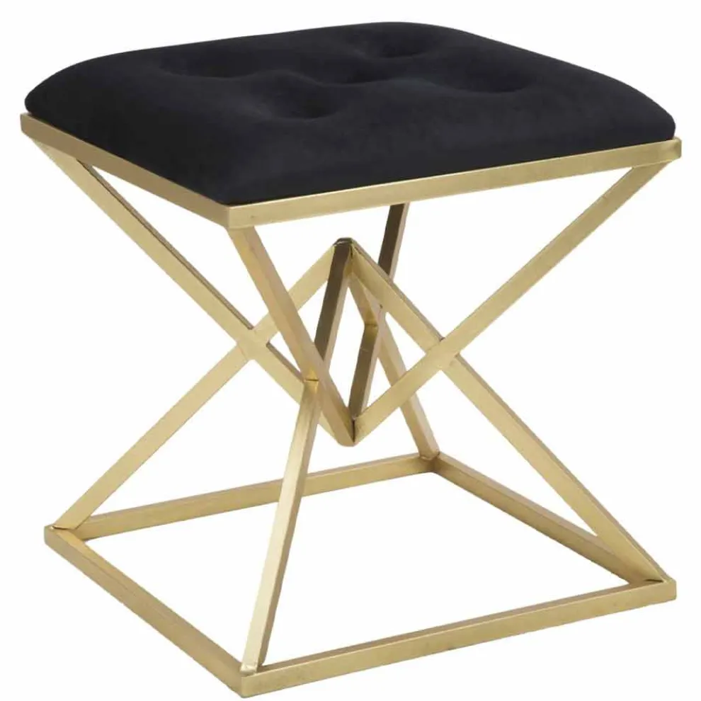 Quadratischer Hocker im modernen Design aus Eisen und Stoff - Jelly