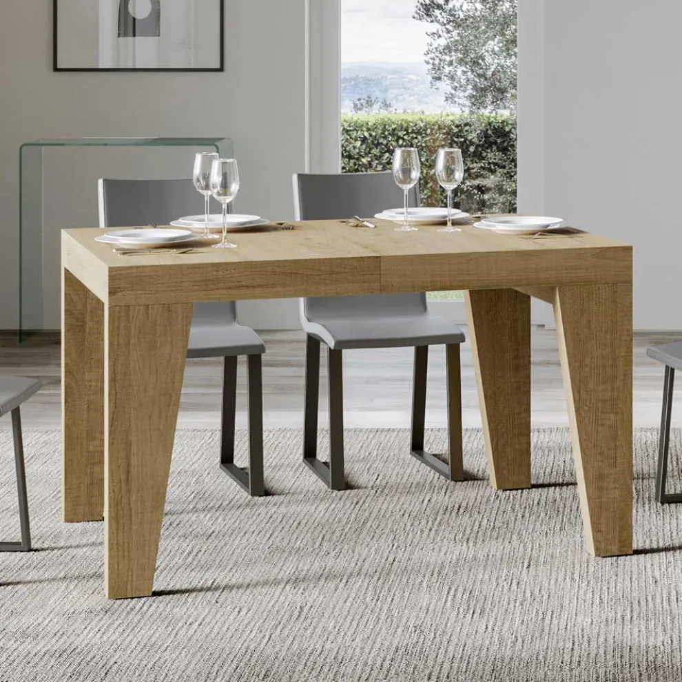 Quadratischer Tisch, ausziehbar auf 440 cm, aus Holz, hergestellt in Italien – Blume