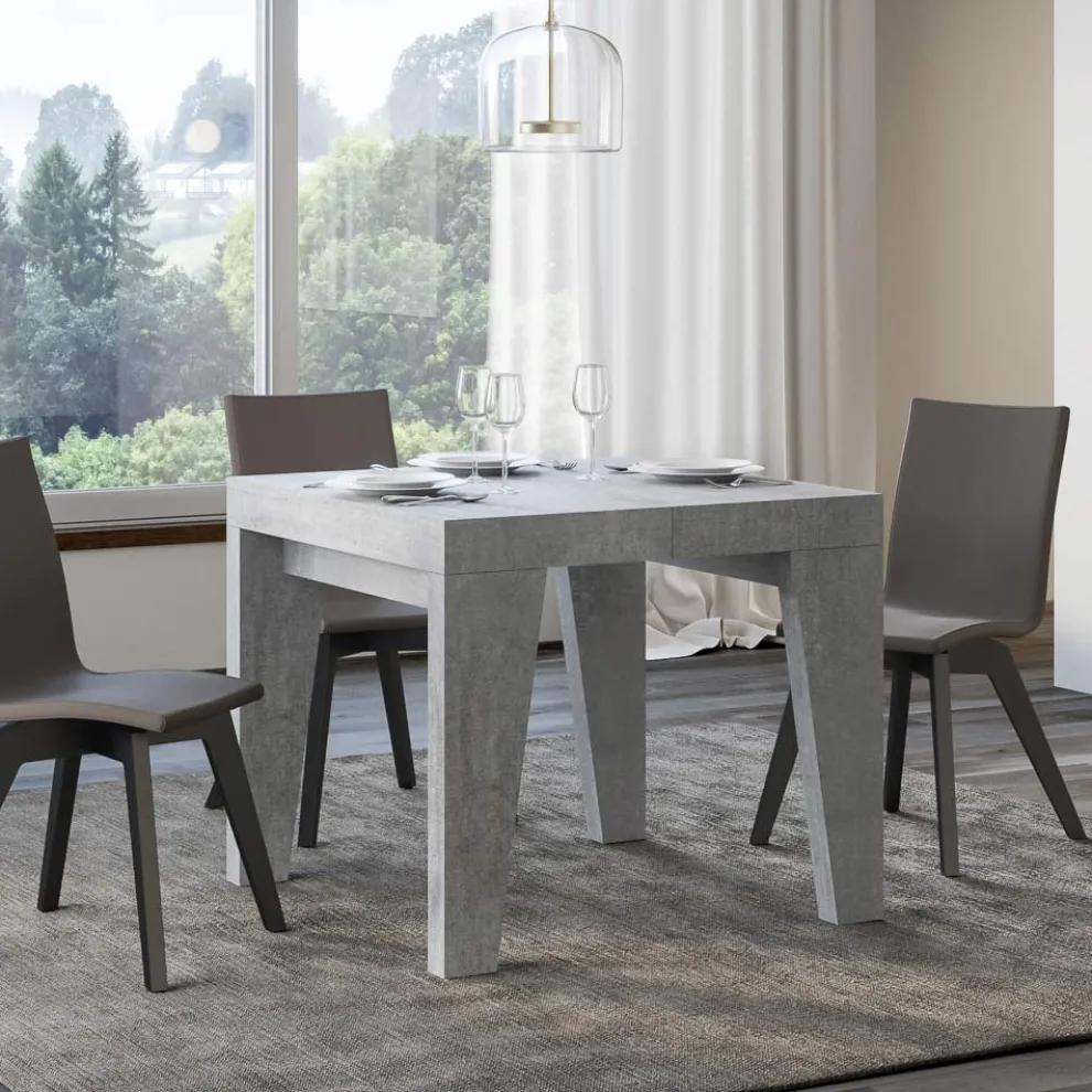 Quadratischer Tisch, ausziehbar auf 246 cm, aus Holz, hergestellt in Italien – Blume