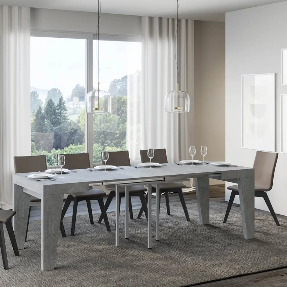 Quadratischer Tisch, ausziehbar auf 246 cm, aus Holz, hergestellt in Italien – Blume