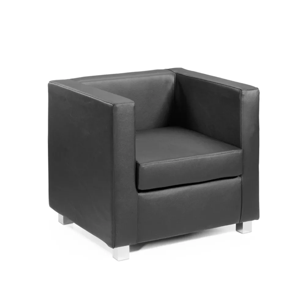 Quadratischer Wannensessel mit Lederbezug, hergestellt in Italien – Torch