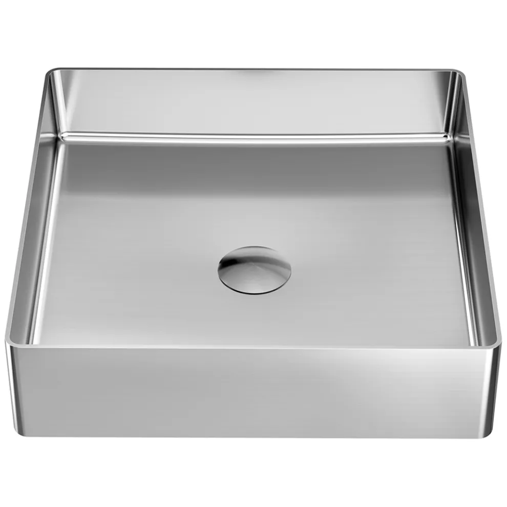 Quadratisches Aufsatzwaschbecken aus Edelstahl in verschiedenen Ausführungen – Calendula