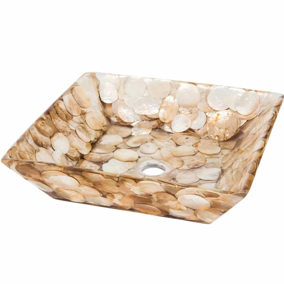 Quadratisches Design-Aufsatzwaschbecken Akira, aus künstlichem Harz.