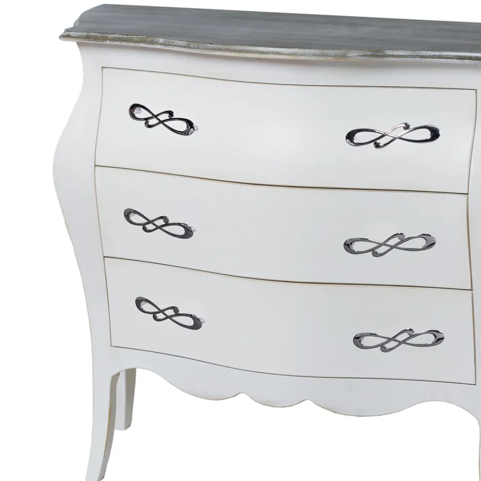 Abgerundete Kommode mit 3 Schubladen in verschiedenen Ausführungen, hergestellt in Italien – Gamad