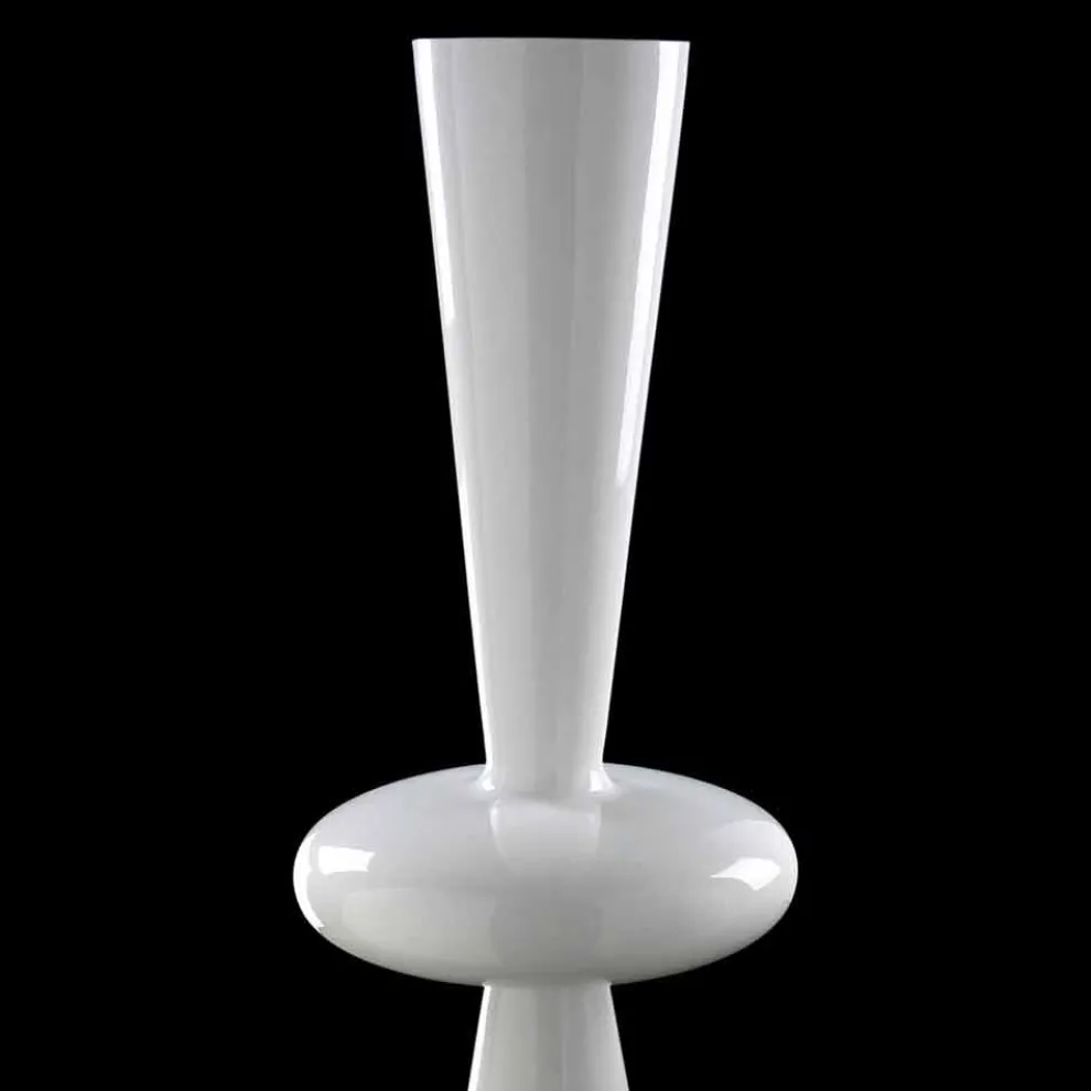 Moderne dekorative Vase aus weißer Keramik, handgefertigt in Italien - Tulipo