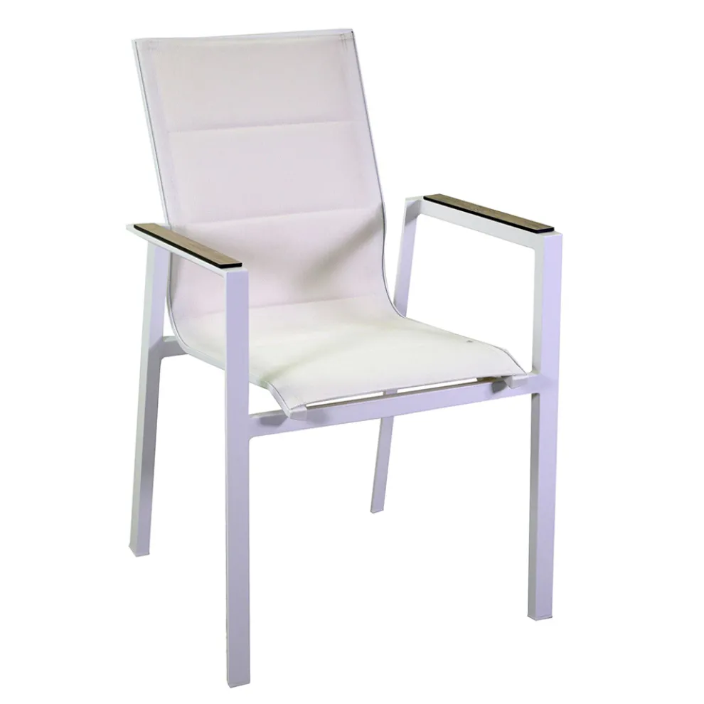 Sessel aus Aluminium und Textilene mit Einsatz in den Armlehnen aus HPL - Righello