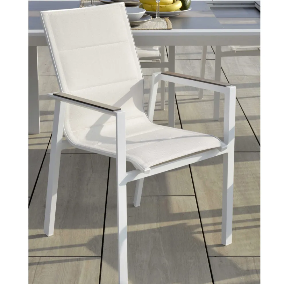 Sessel aus Aluminium und Textilene mit Einsatz in den Armlehnen aus HPL - Righello