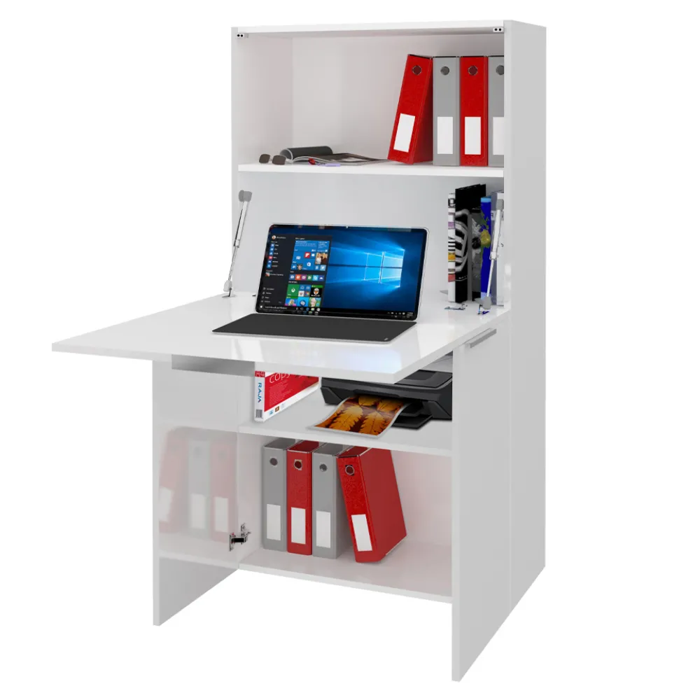 Moderner weißer Wandschreibtisch im italienischen Design aus poliertem Holz - Ghero