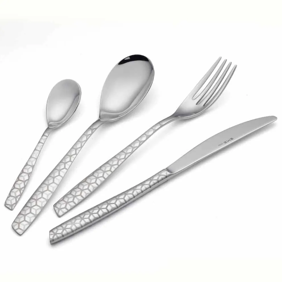 Besteckset aus poliertem Edelstahl mit Designdekoration 24 Stück - Ghiotto