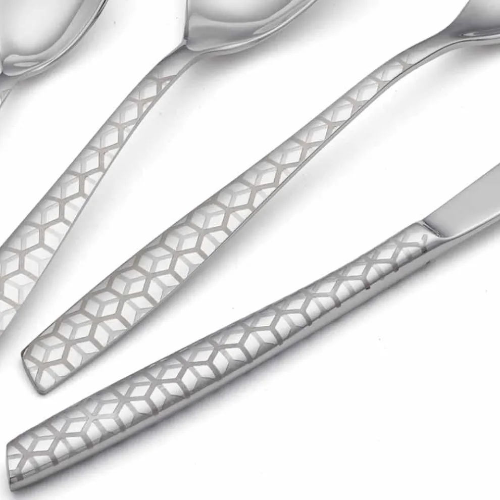 Besteckset aus poliertem Edelstahl mit Designdekoration 24 Stück - Ghiotto