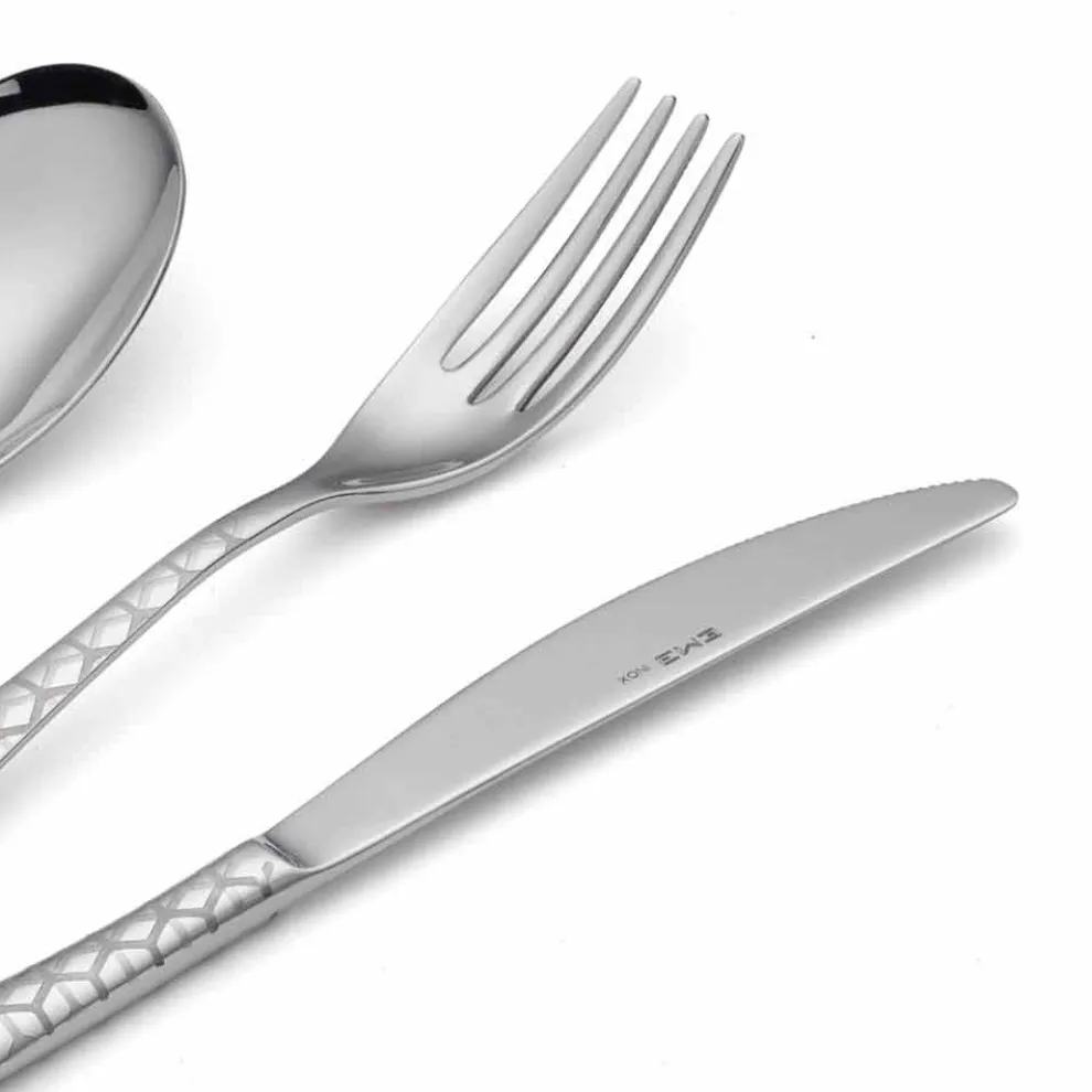 Besteckset aus poliertem Edelstahl mit Designdekoration 24 Stück - Ghiotto