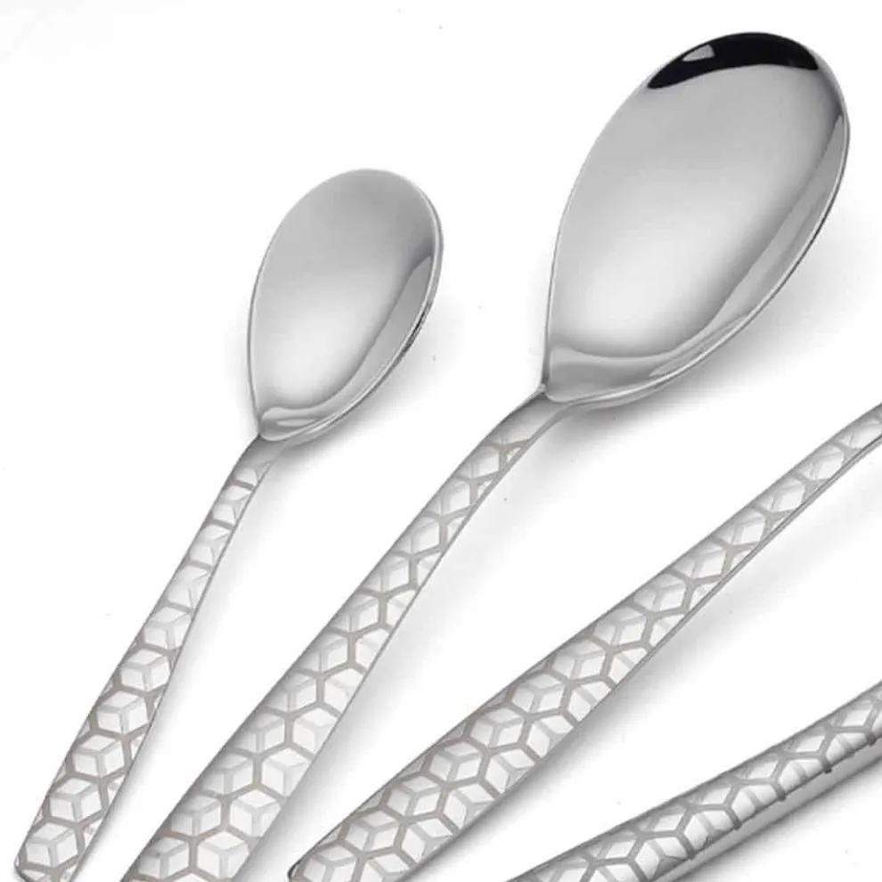 Besteckset aus poliertem Edelstahl mit Designdekoration 24 Stück - Ghiotto