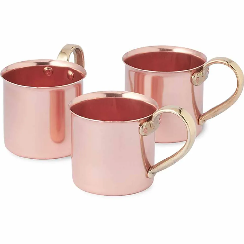 Tassen aus poliertem Kupfer mit Messinggriff 6 Stück Made in Italy - Giambattista