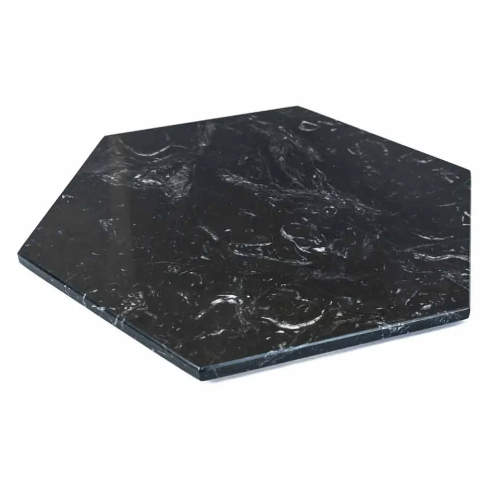 Sechseckiger Servierteller aus schwarzem oder grünem Marmor mit Kork 2 Stück - Ludivine