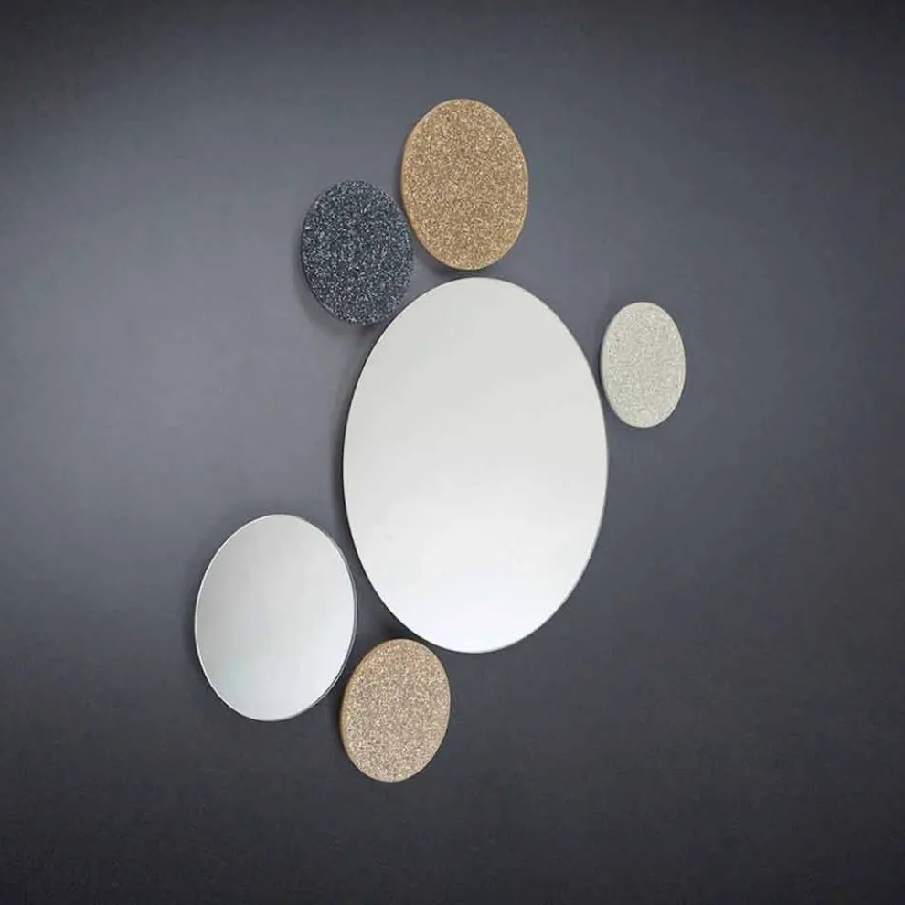 Runder Spiegel Addo, made in Italy, modernes Design, Glitzer & Glas