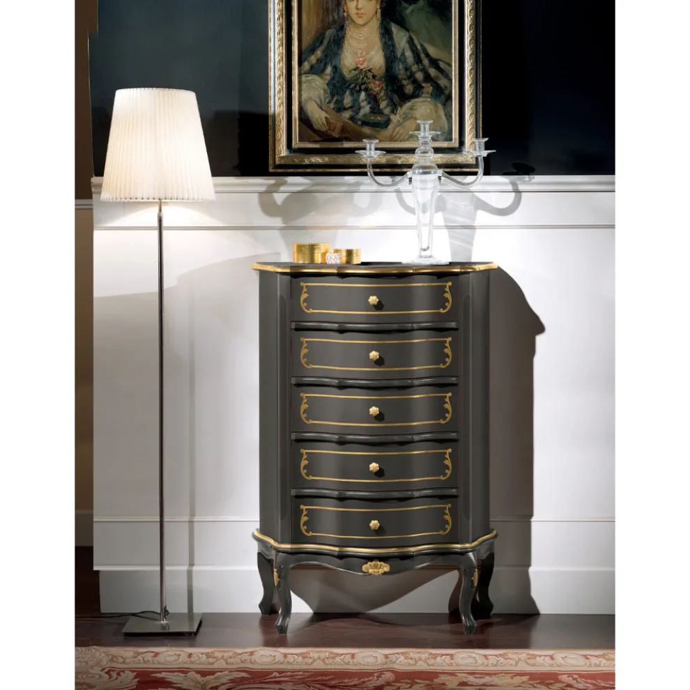 Schlafzimmerkommode mit 5 klassischen Holzschubladen Made in Italy - Leonor