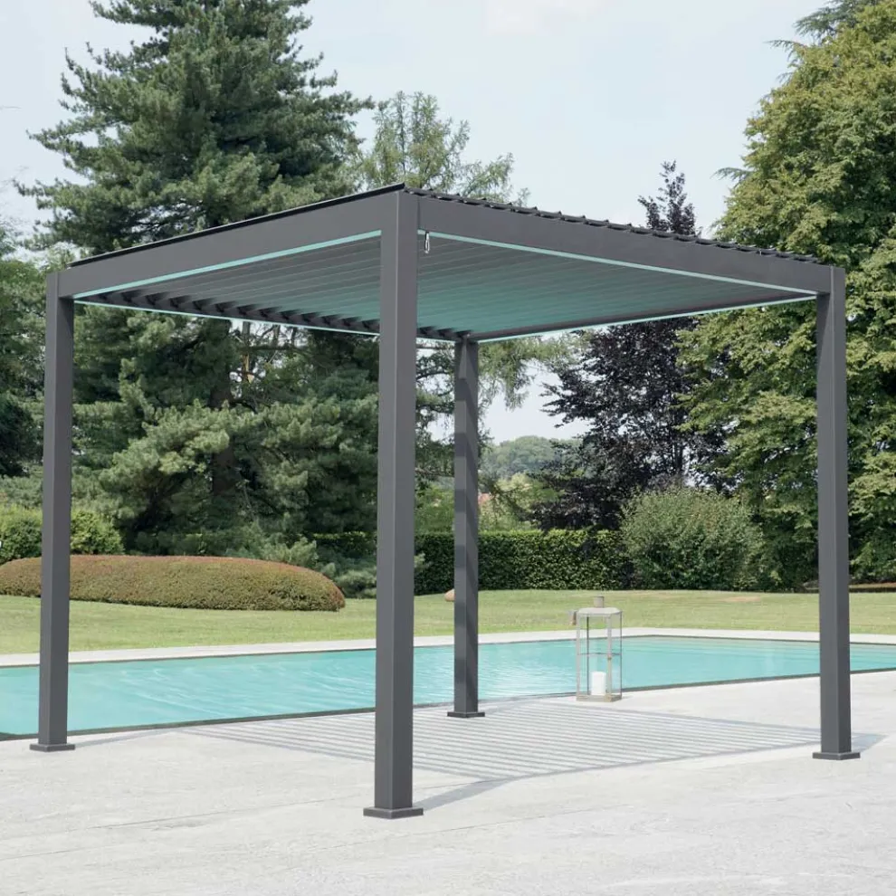 Aluminium-Pergola mit verstellbarem Dach durch Kurbel - Eolo