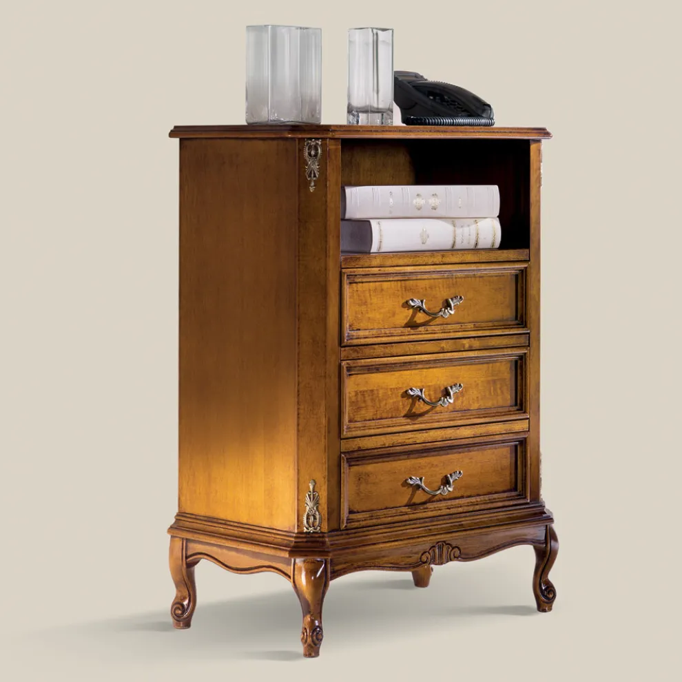 Klassische Holzkommode mit 3 Schubladen und Fach Made in Italy - Richard